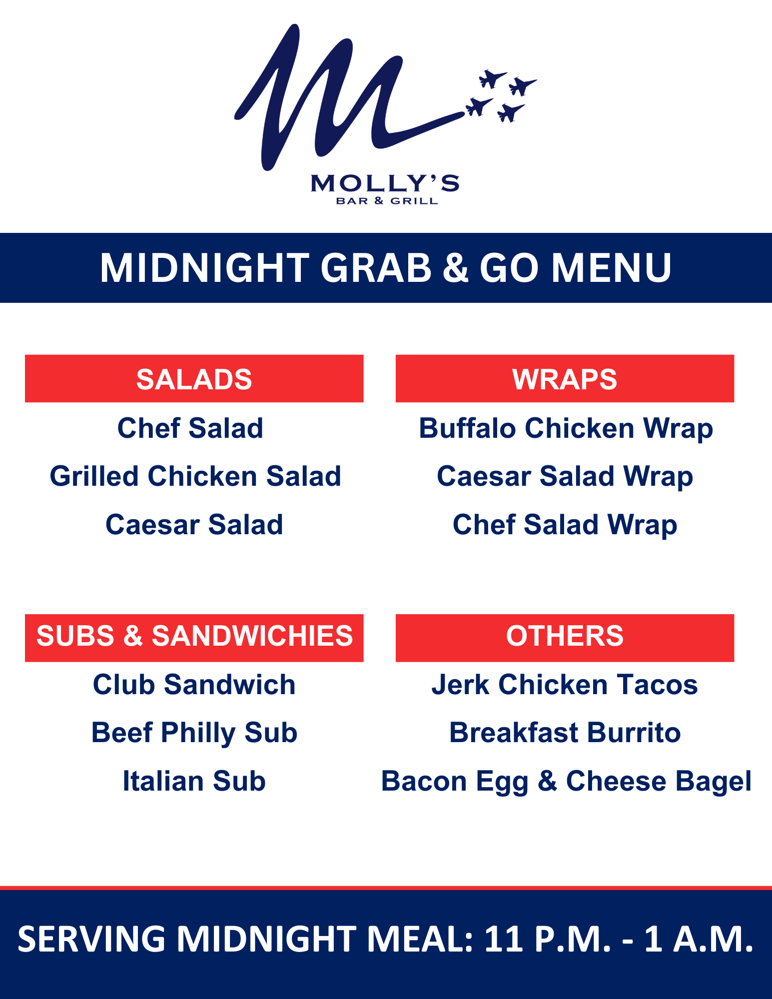 Mollys-Grab & Go Menu
